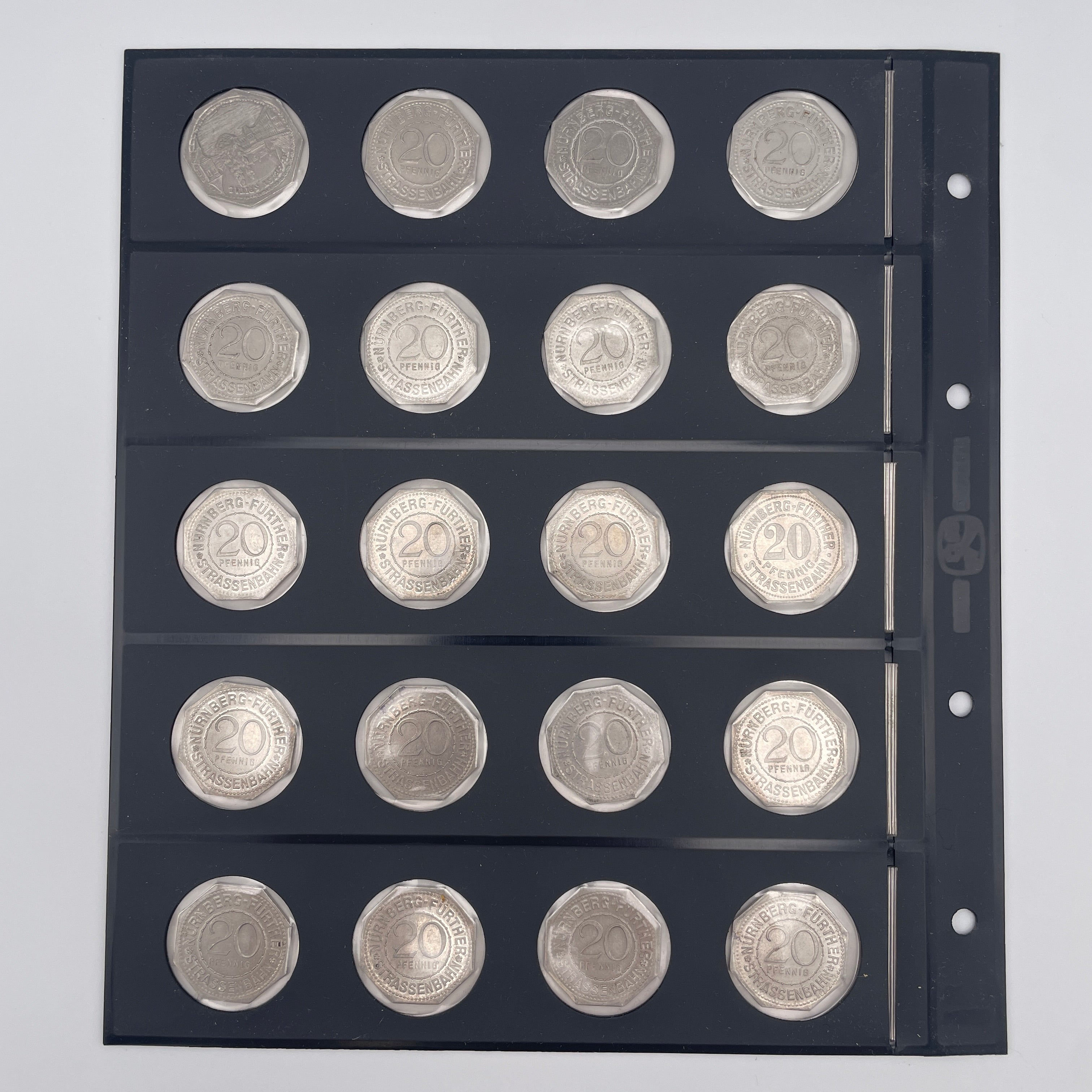 33 Notmuenzen Nuernberg Fuerth Strassenbahn 20 Pfennig Adler 1921 Sammler Set Showroom Ansbach
