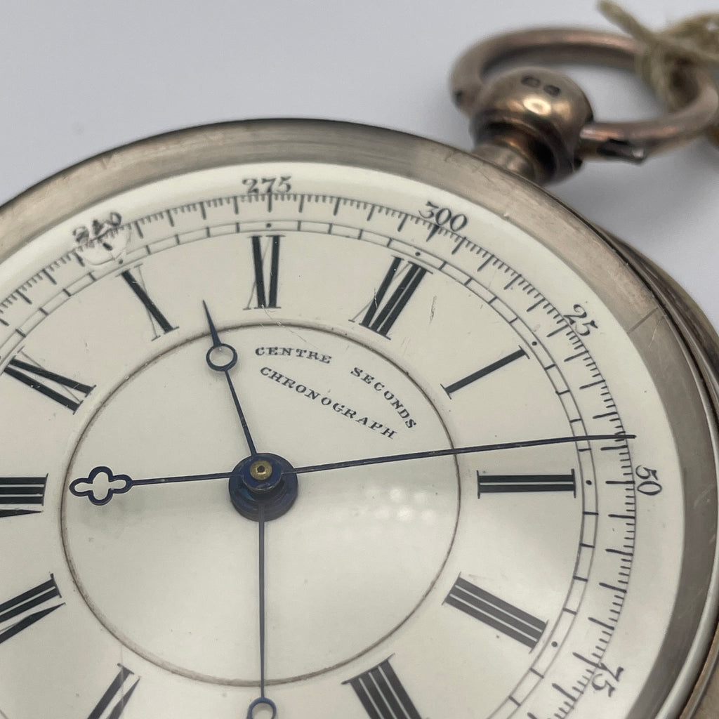 925 Silber Taschenuhr Centre Seconds Chronograph Chester 1893 England Schlüssel Showroom Ansbach