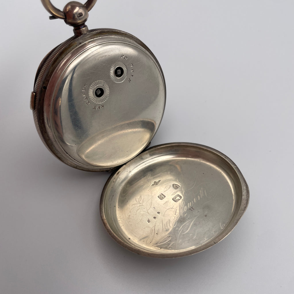 925 Silber Taschenuhr Centre Seconds Chronograph Chester 1893 England Schlüssel Showroom Ansbach