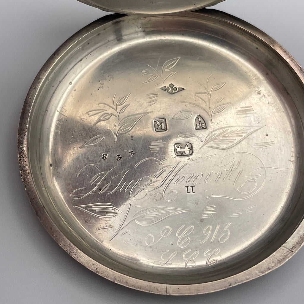 925 Silber Taschenuhr Centre Seconds Chronograph Chester 1893 England Schlüssel Showroom Ansbach