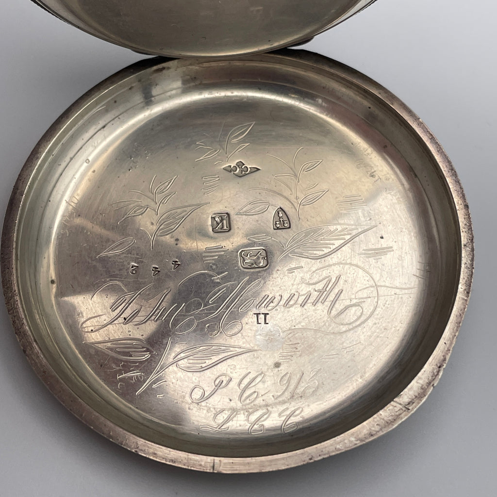925 Silber Taschenuhr Centre Seconds Chronograph Chester 1893 England Schlüssel Showroom Ansbach