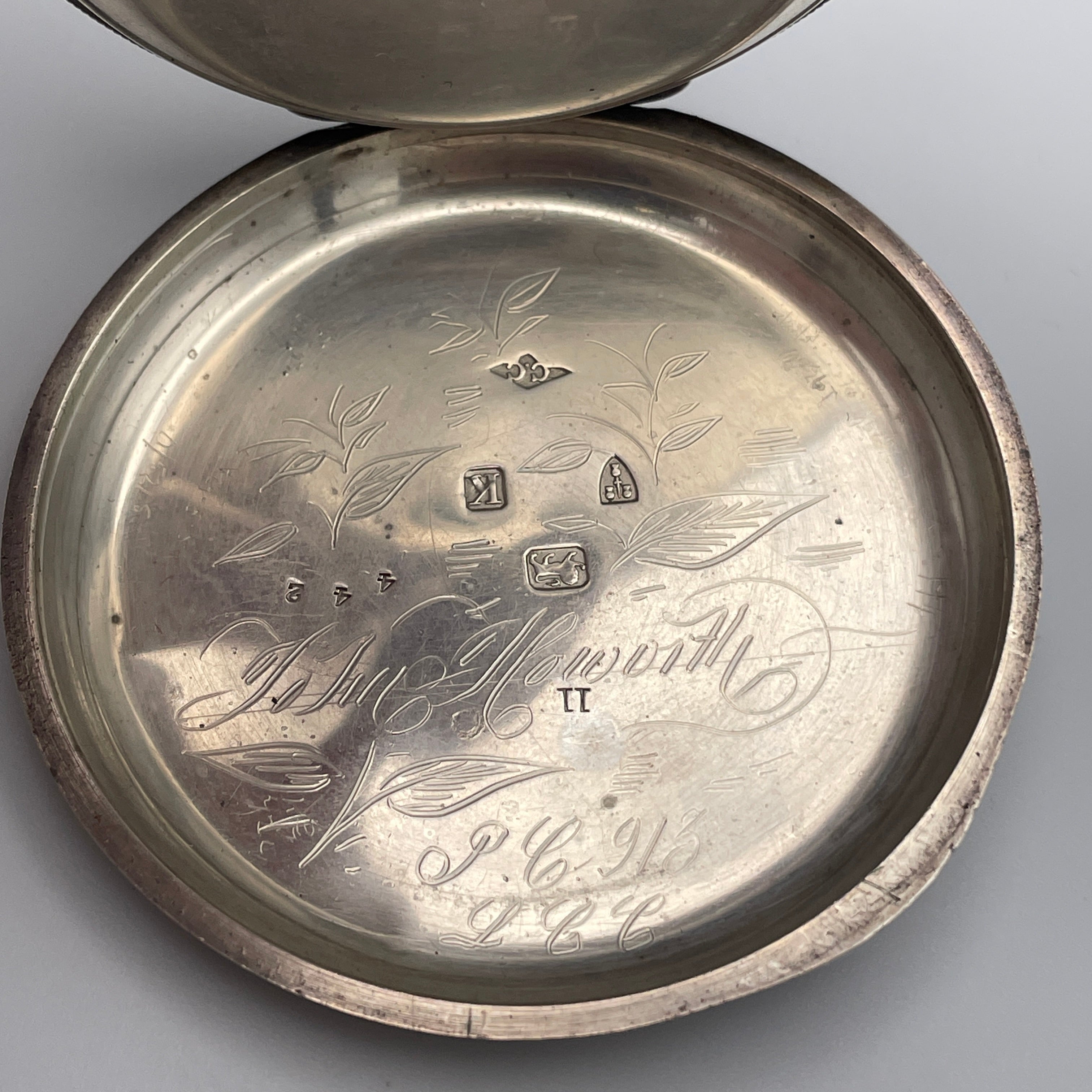925 Silber Taschenuhr Centre Seconds Chronograph Chester 1893 England Schlüssel Showroom Ansbach