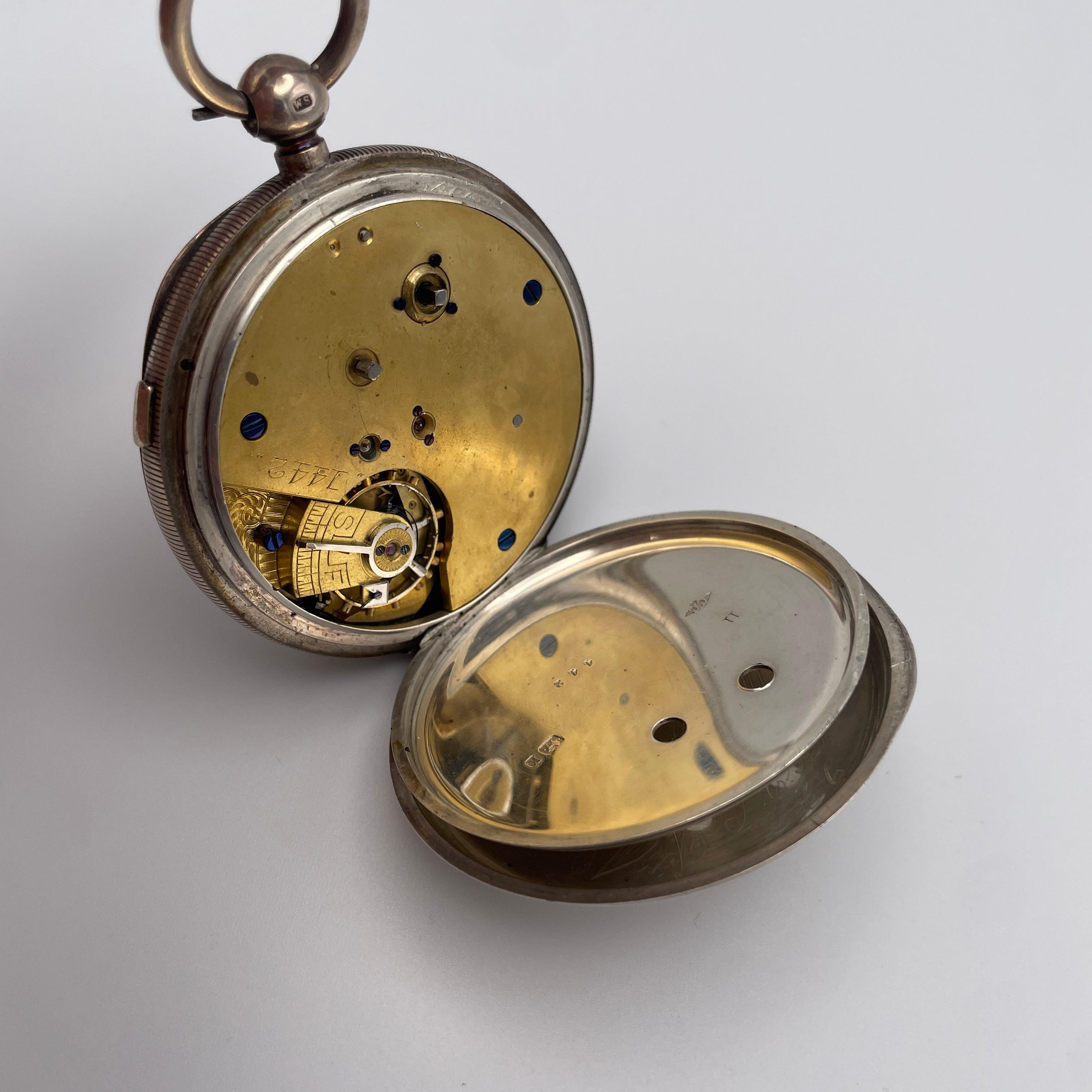925 Silber Taschenuhr Centre Seconds Chronograph Chester 1893 England Schlüssel Showroom Ansbach