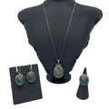 925 Silber Schmuckset Eilat-Stein Israel Filigran Vintage 20. Jh. Showroom Ansbach