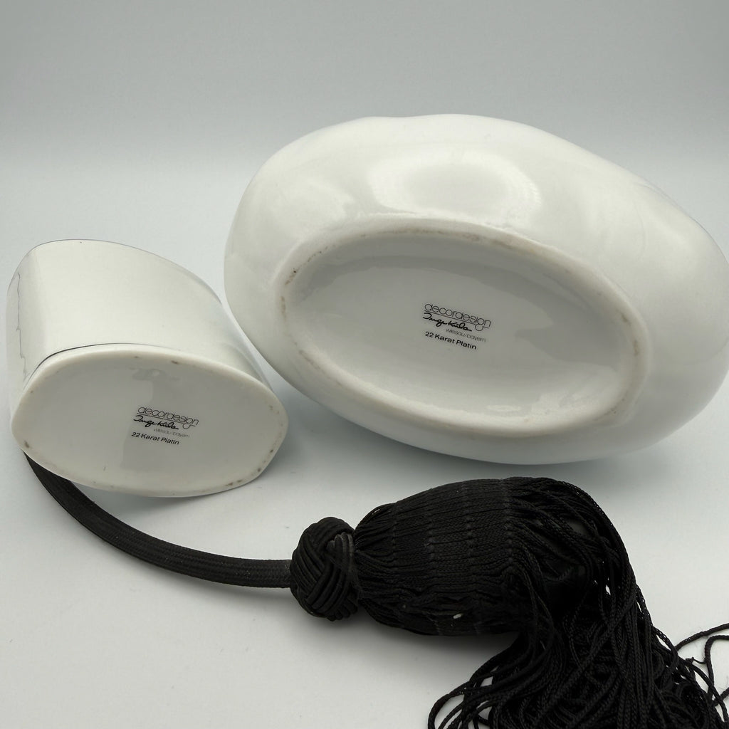 Edles Porzellan Set Inge Kuba decordesign Wiesau Platin 22k Parfümflakon & Tasche Inge Kuba