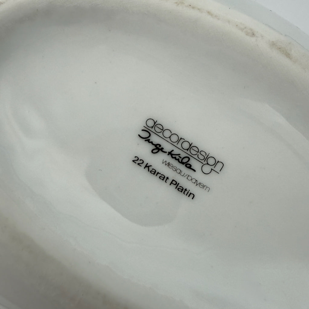 Edles Porzellan Set Inge Kuba decordesign Wiesau Platin 22k Parfümflakon & Tasche Inge Kuba