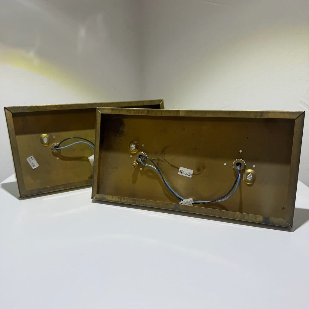 2x Peill & Putzler Wandlampe Eisglas Messing 70er Jahre Design Leuchte Kristallglas Paar Showroom Ansbach