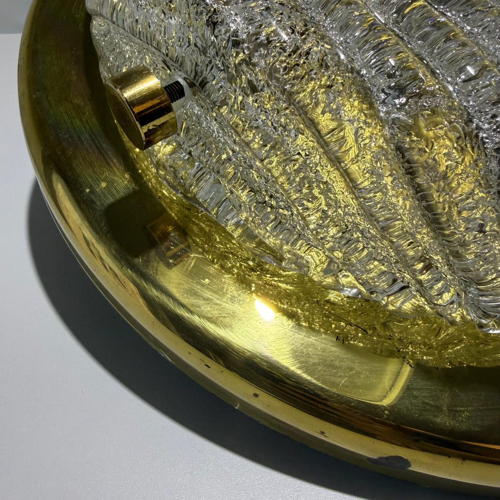 Hillebrand Eisglas Deckenleuchte Wandleuchte Murano Glas Messing 1970er Design Lampe Showroom Ansbach