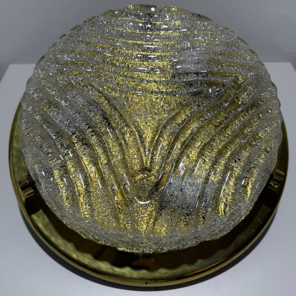 Hillebrand Eisglas Deckenleuchte Wandleuchte Murano Glas Messing 1970er Design Lampe Showroom Ansbach