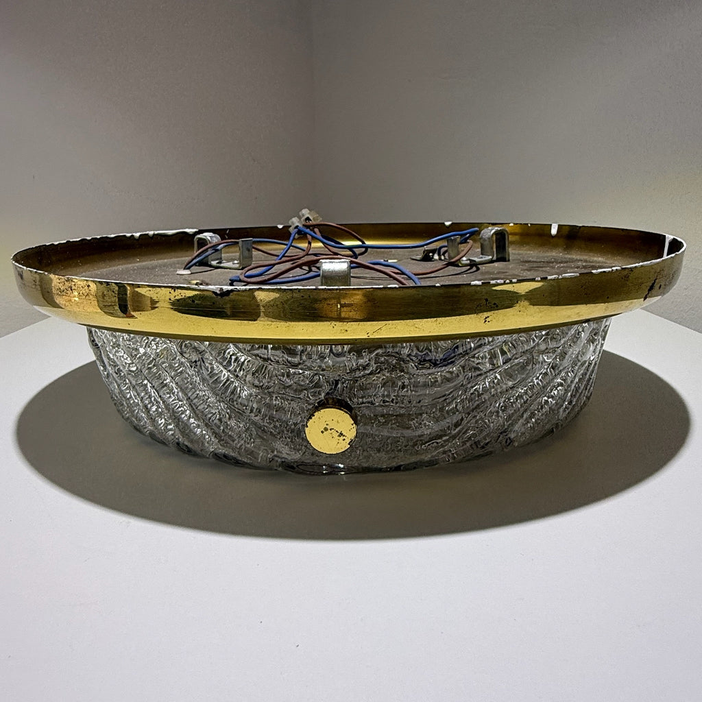 Hillebrand Eisglas Deckenleuchte Wandleuchte Murano Glas Messing 1970er Design Lampe Showroom Ansbach
