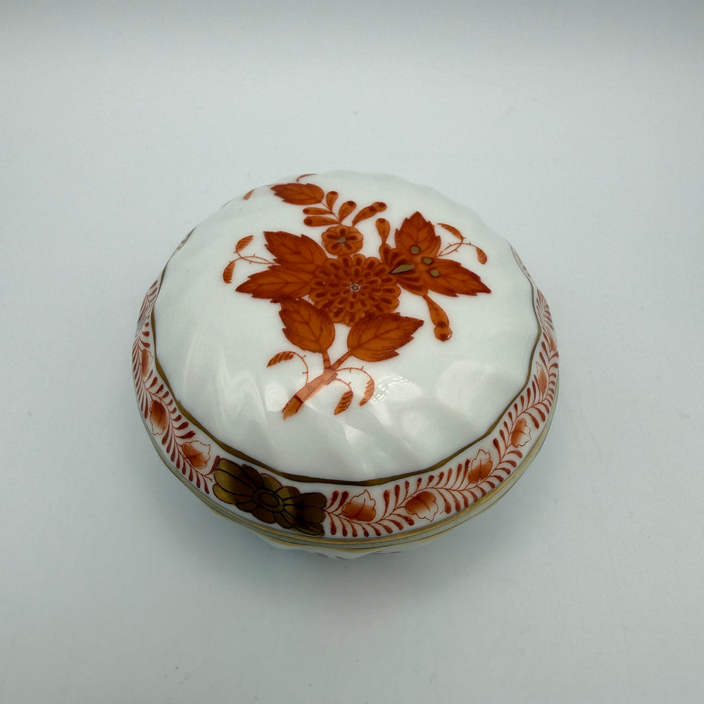 Herend Ungarn Apponyi Orange AOG Deckeldose Bonbonniere Porzellan handbemalt 6037 Herend