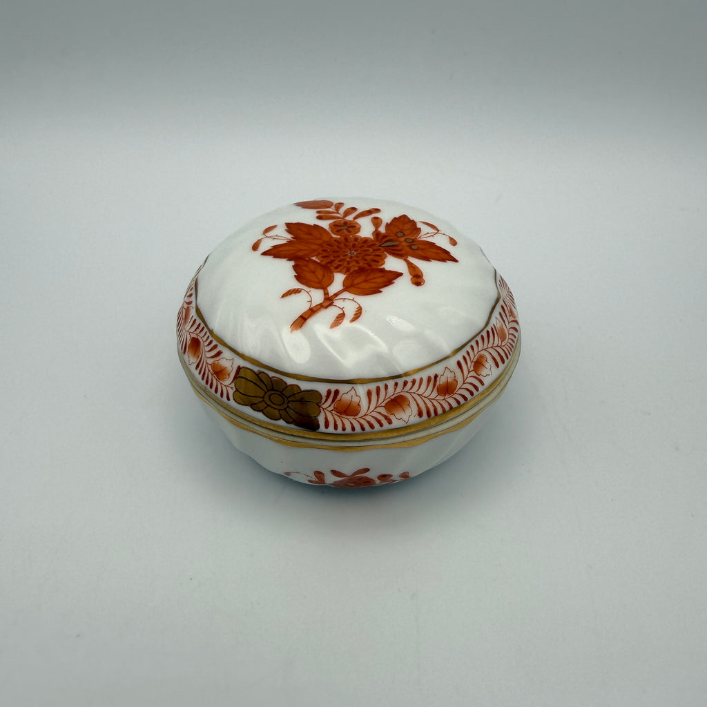 Herend Ungarn Apponyi Orange AOG Deckeldose Bonbonniere Porzellan handbemalt 6037 Herend