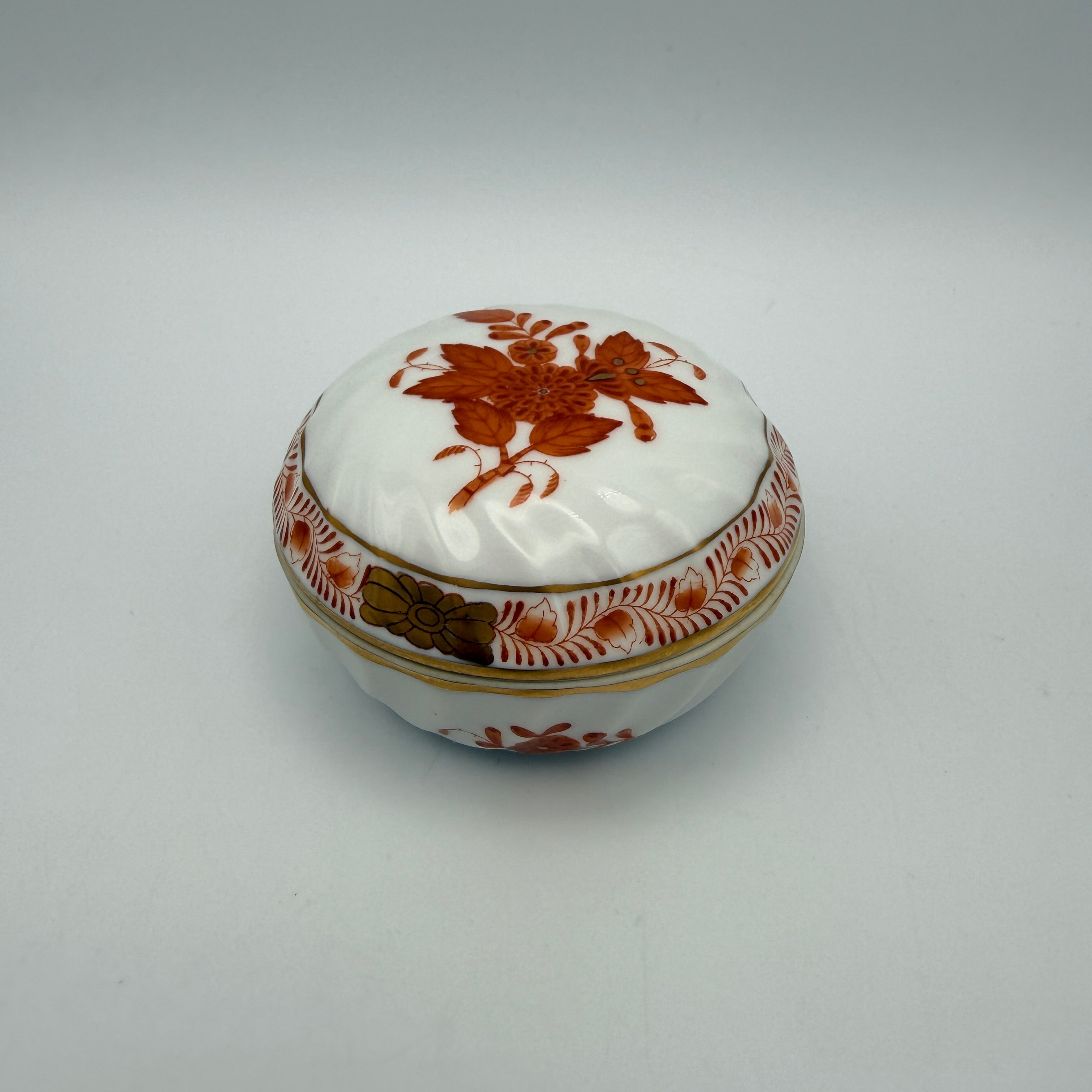 Herend Ungarn Apponyi Orange AOG Deckeldose Bonbonniere Porzellan handbemalt 6037 Herend