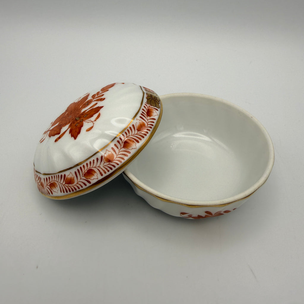 Herend Ungarn Apponyi Orange AOG Deckeldose Bonbonniere Porzellan handbemalt 6037 Herend