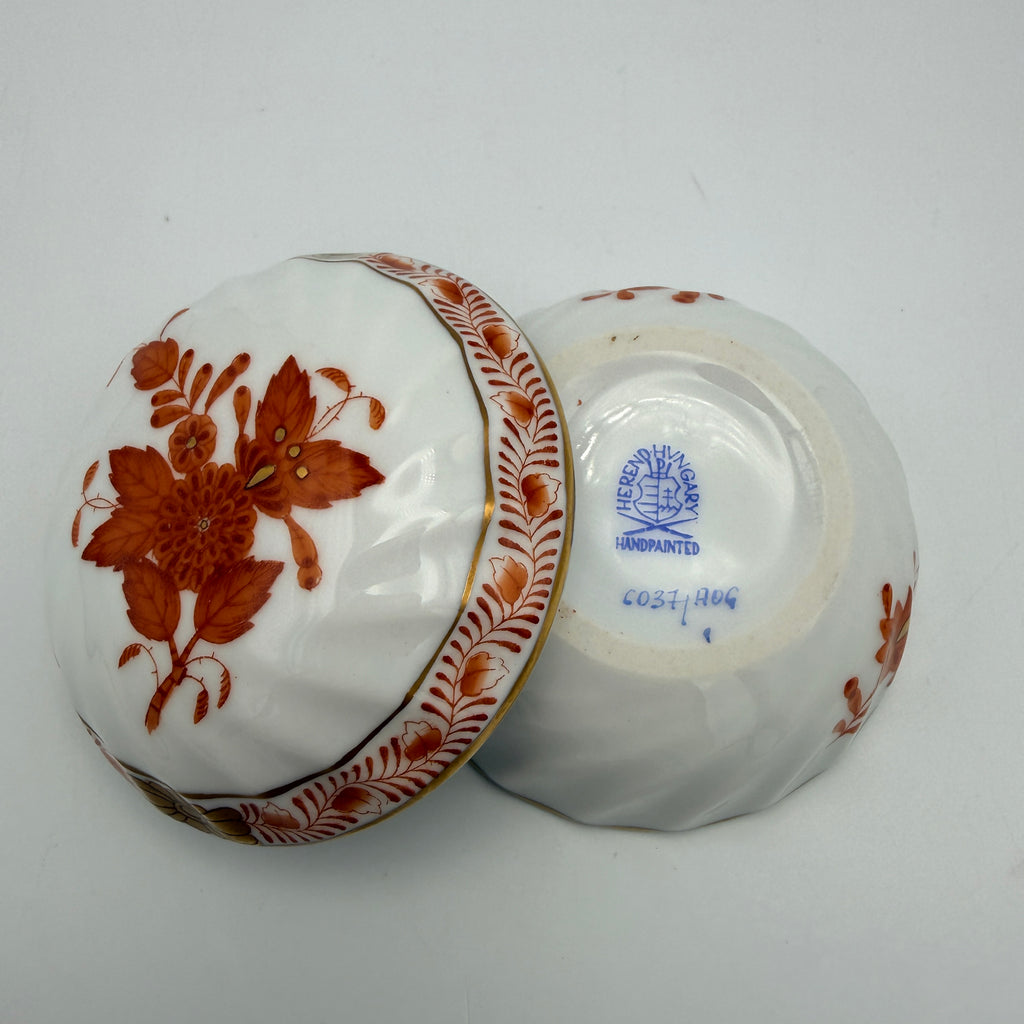 Herend Ungarn Apponyi Orange AOG Deckeldose Bonbonniere Porzellan handbemalt 6037 Herend
