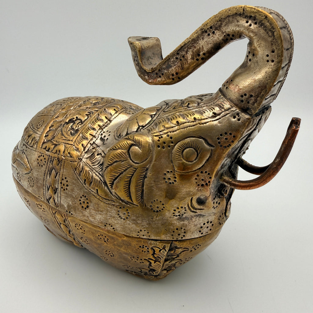 3 indische Messingdosen Elefant Kürbis handgraviert Vintage Showroom Ansbach