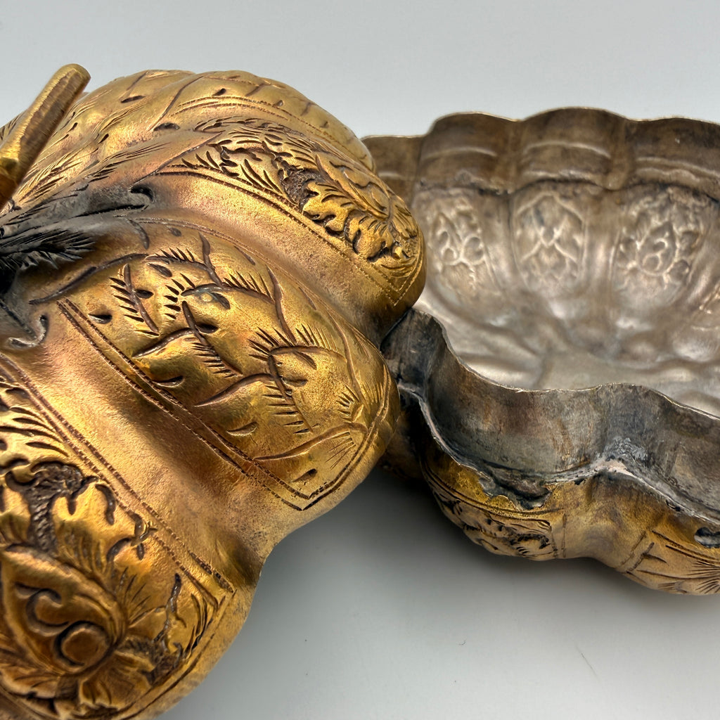 3 indische Messingdosen Elefant Kürbis handgraviert Vintage Showroom Ansbach