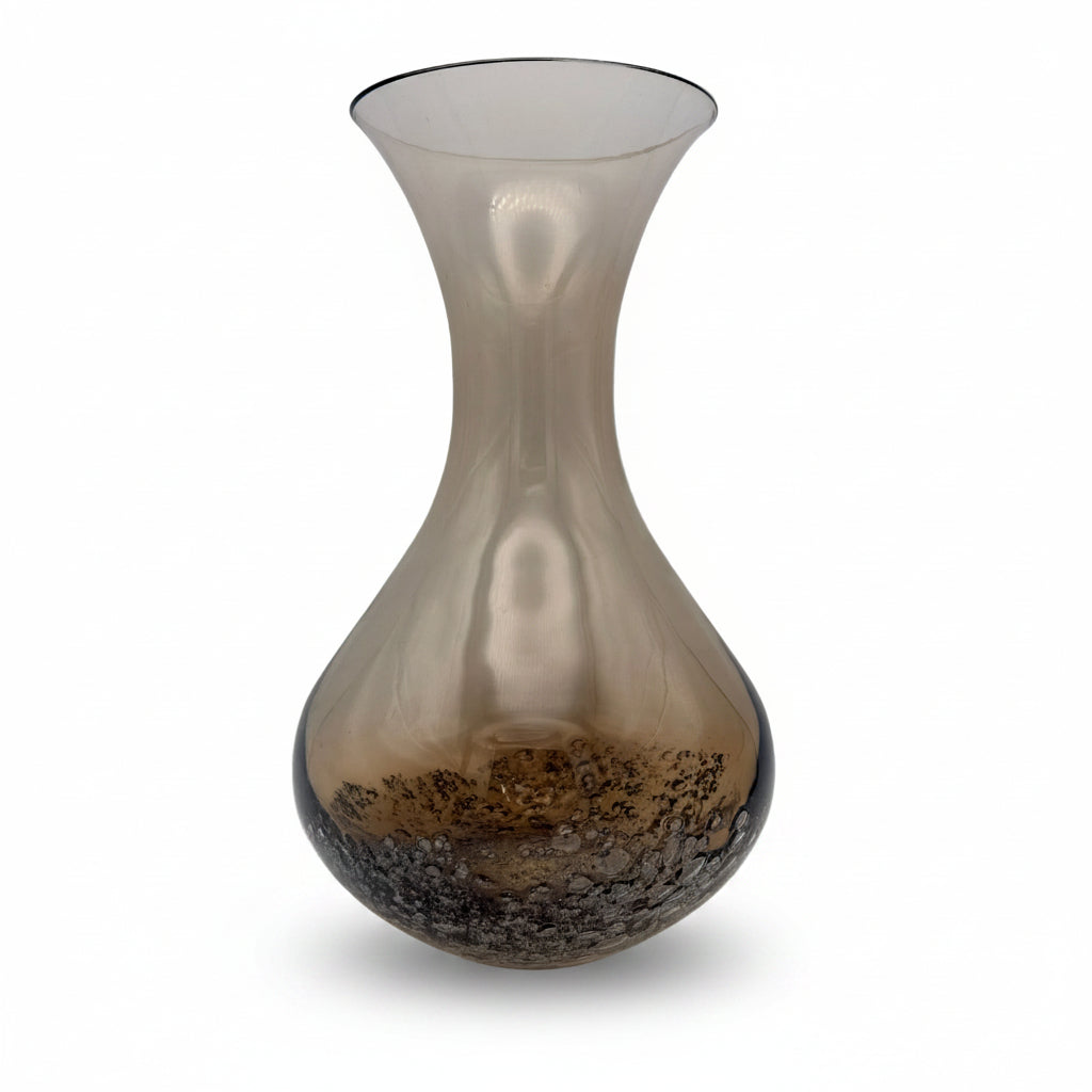Friedrich Kristall Glas Vase Rauchglas mit Lufteinschlüssen Friedrich