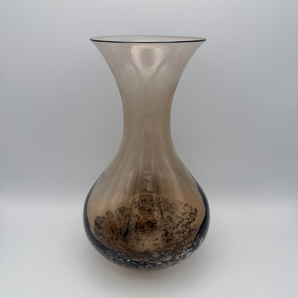 Friedrich Kristall Glas Vase Rauchglas mit Lufteinschlüssen Friedrich