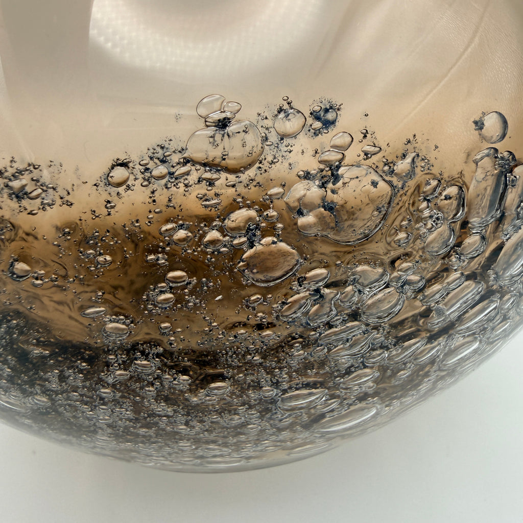 Friedrich Kristall Glas Vase Rauchglas mit Lufteinschlüssen Friedrich