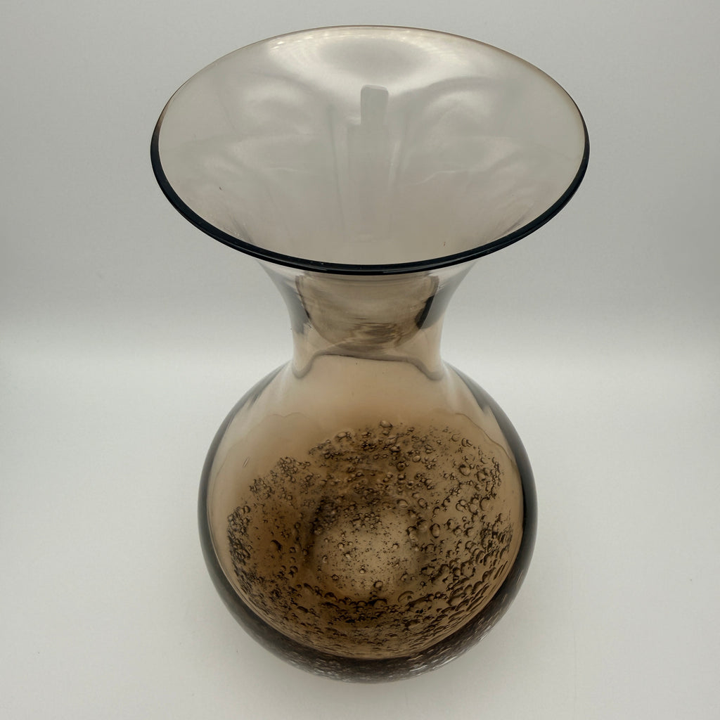 Friedrich Kristall Glas Vase Rauchglas mit Lufteinschlüssen Friedrich