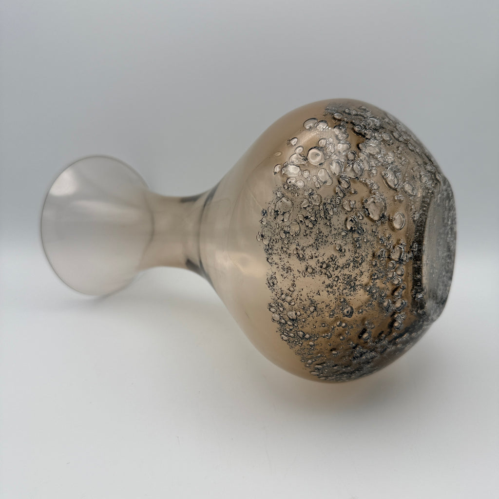 Friedrich Kristall Glas Vase Rauchglas mit Lufteinschlüssen Friedrich