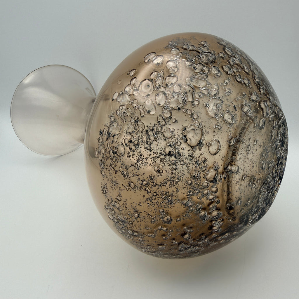Friedrich Kristall Glas Vase Rauchglas mit Lufteinschlüssen Friedrich