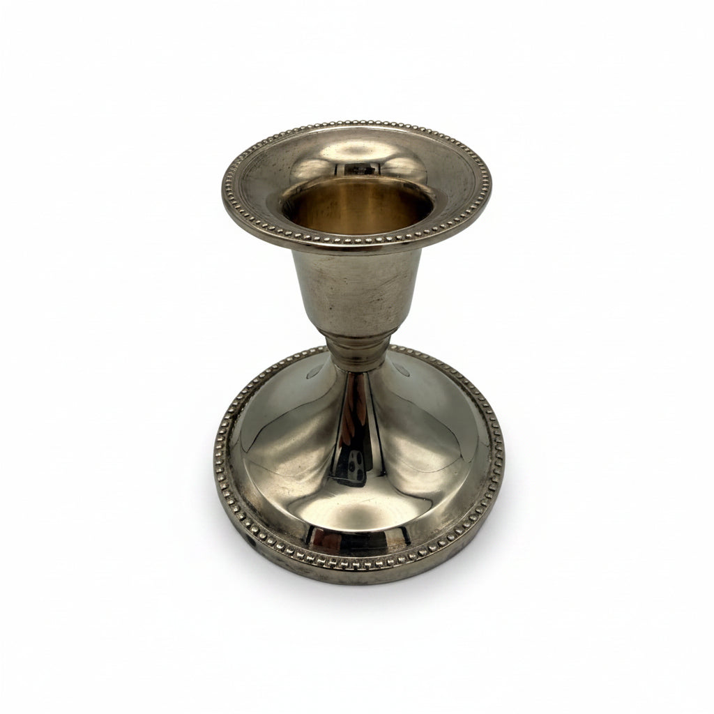 Kleiner Kerzenständer versilbert Perlrand 6,4 cm Showroom Ansbach