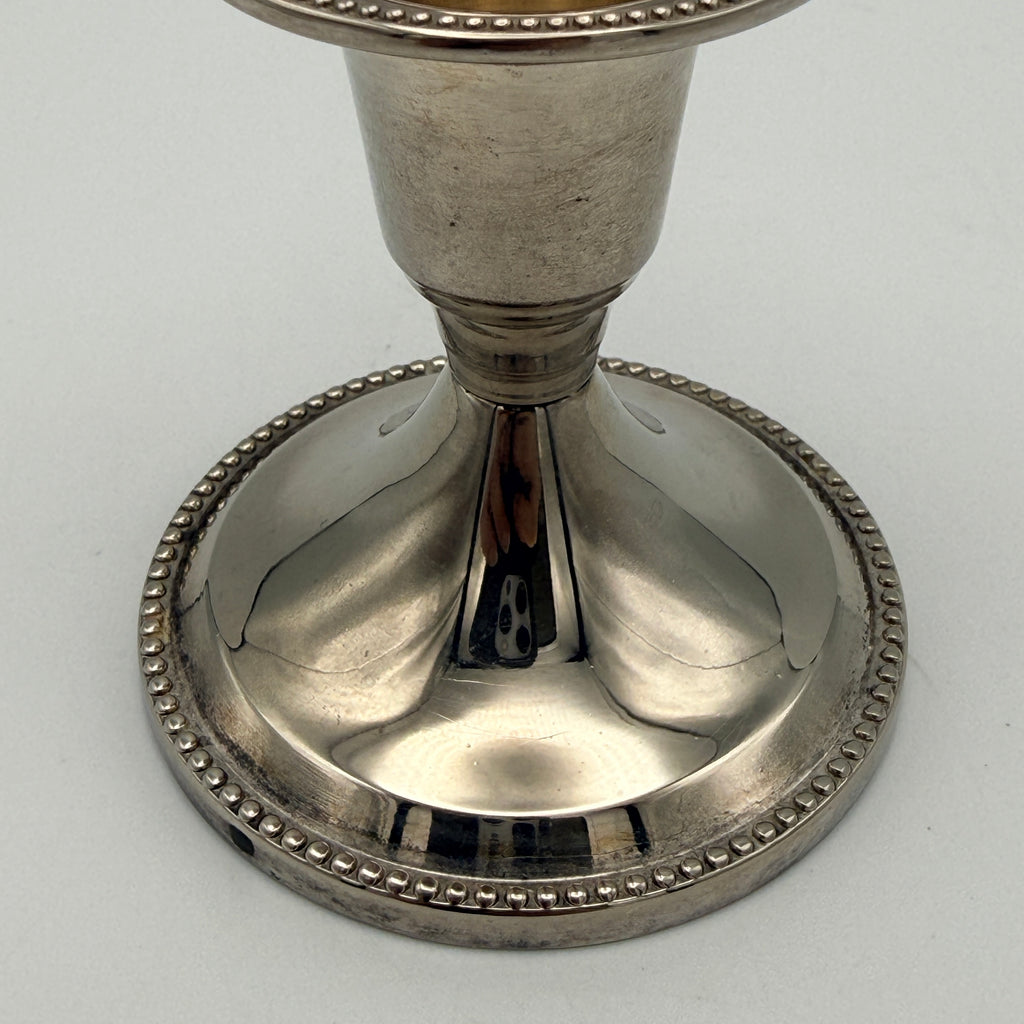 Kleiner Kerzenständer versilbert Perlrand 6,4 cm Showroom Ansbach