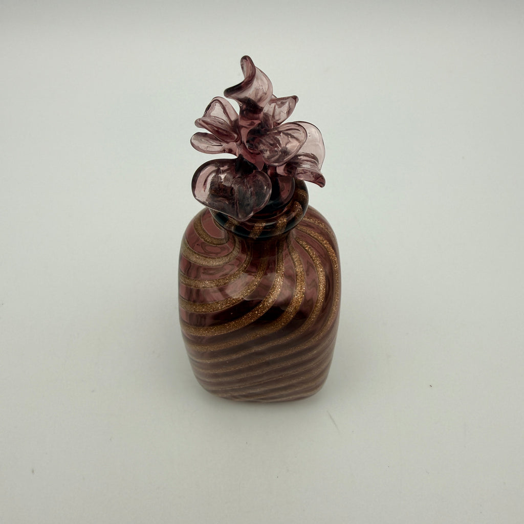 Vintage Glas Flakon Amethyst mit Goldflitter I Kleines Parfumfläschchen Blüte Showroom Ansbach
