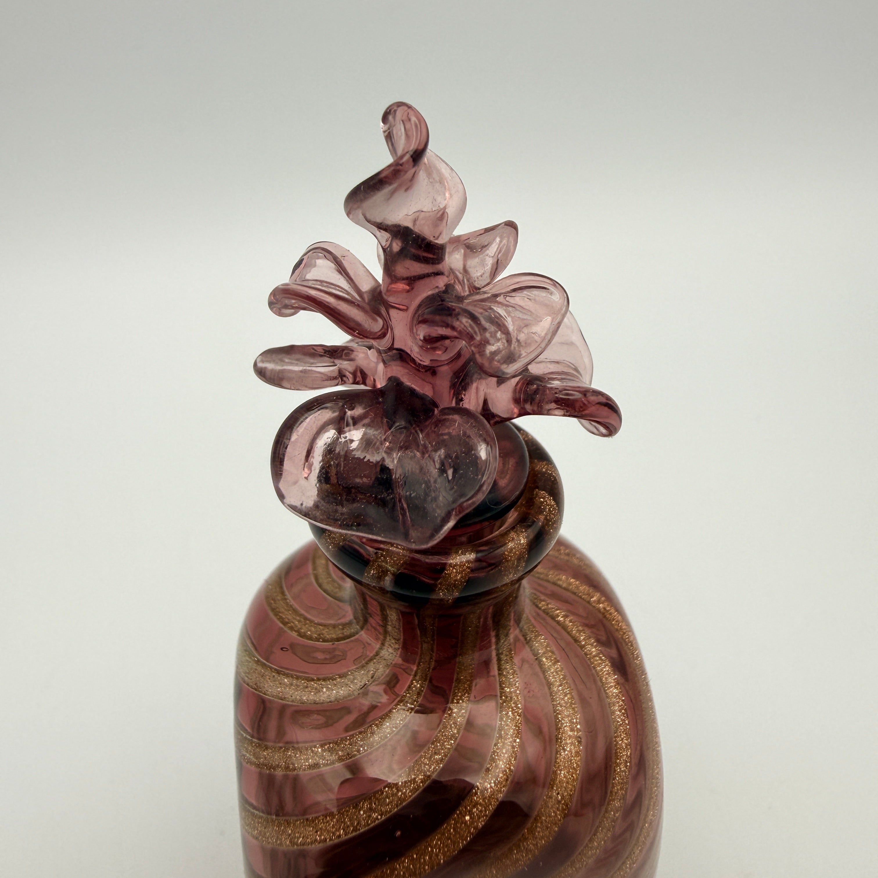 Vintage Glas Flakon Amethyst mit Goldflitter I Kleines Parfumfläschchen Blüte Showroom Ansbach