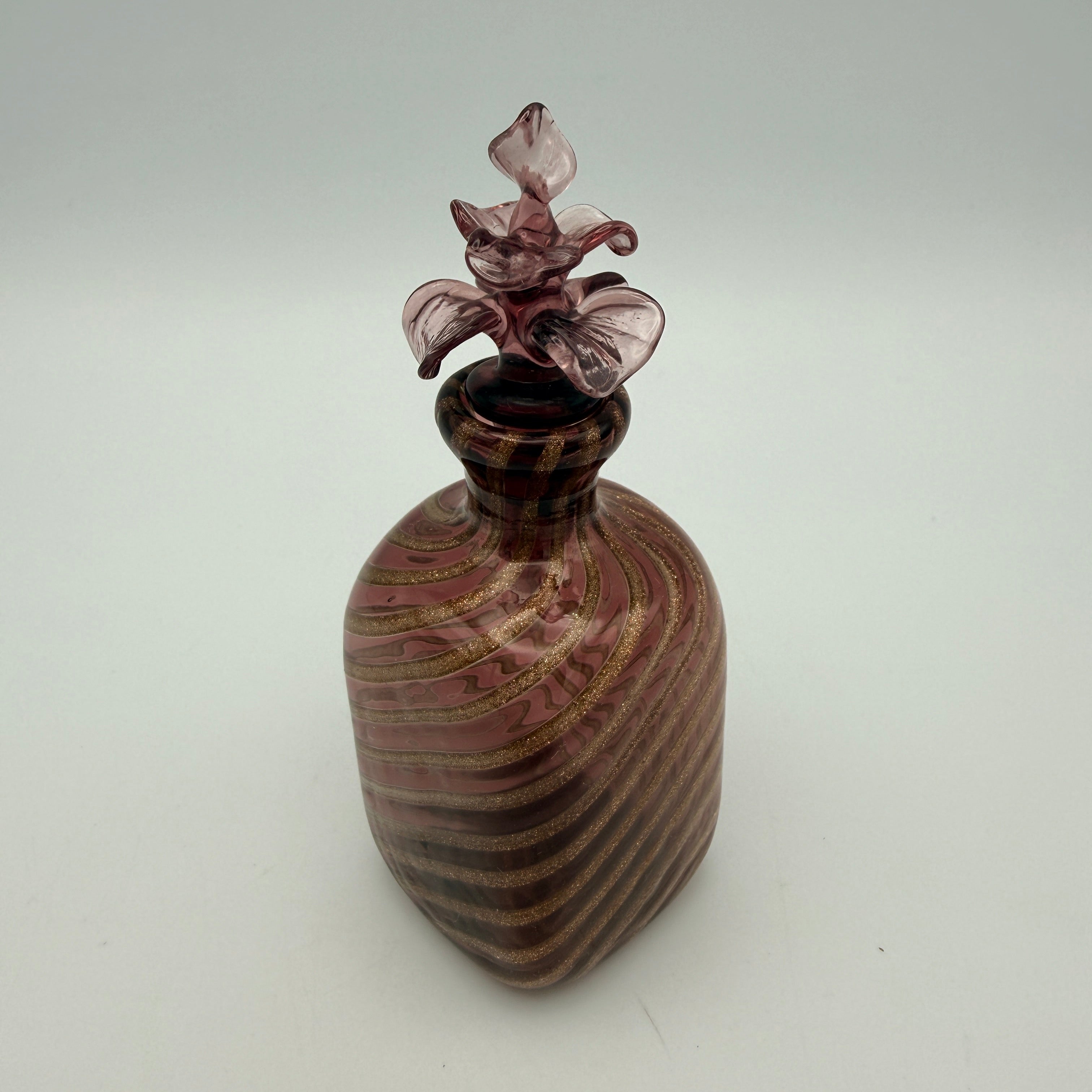 Vintage Glas Flakon Amethyst mit Goldflitter I Kleines Parfumfläschchen Blüte Showroom Ansbach