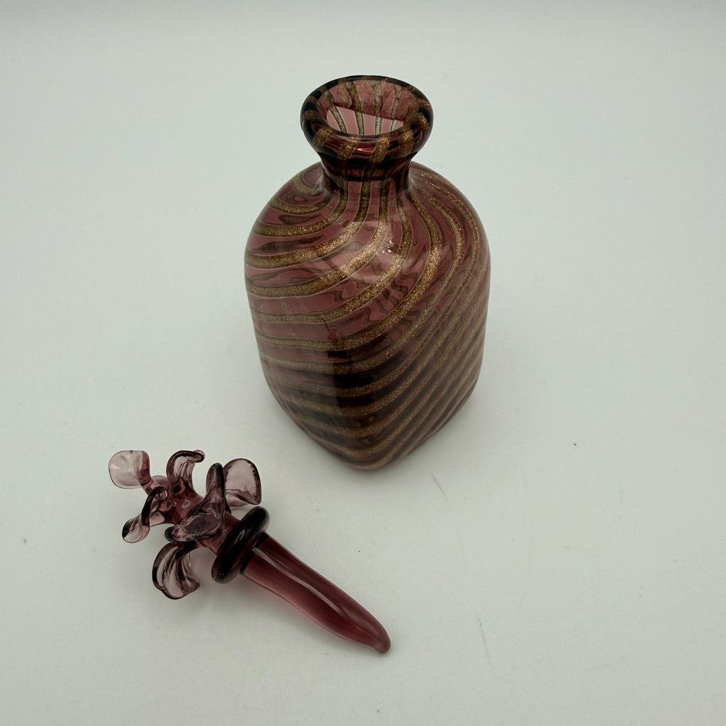 Vintage Glas Flakon Amethyst mit Goldflitter I Kleines Parfumfläschchen Blüte Showroom Ansbach