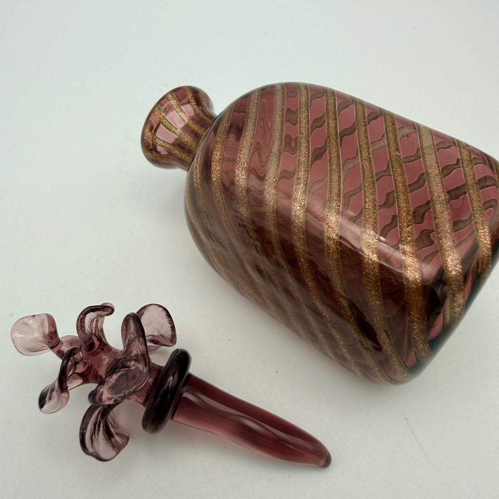 Vintage Glas Flakon Amethyst mit Goldflitter I Kleines Parfumfläschchen Blüte Showroom Ansbach