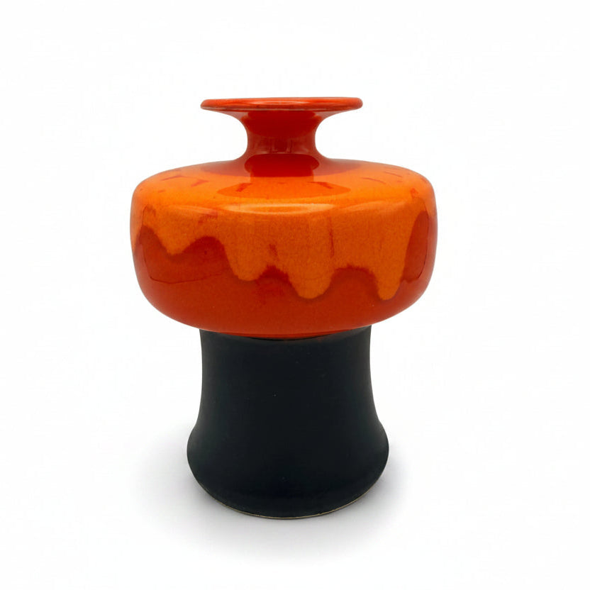 Hutschenreuther Vase Space Age 70er Pop Art I Keramik Orange Schwarz Hutschenreuther