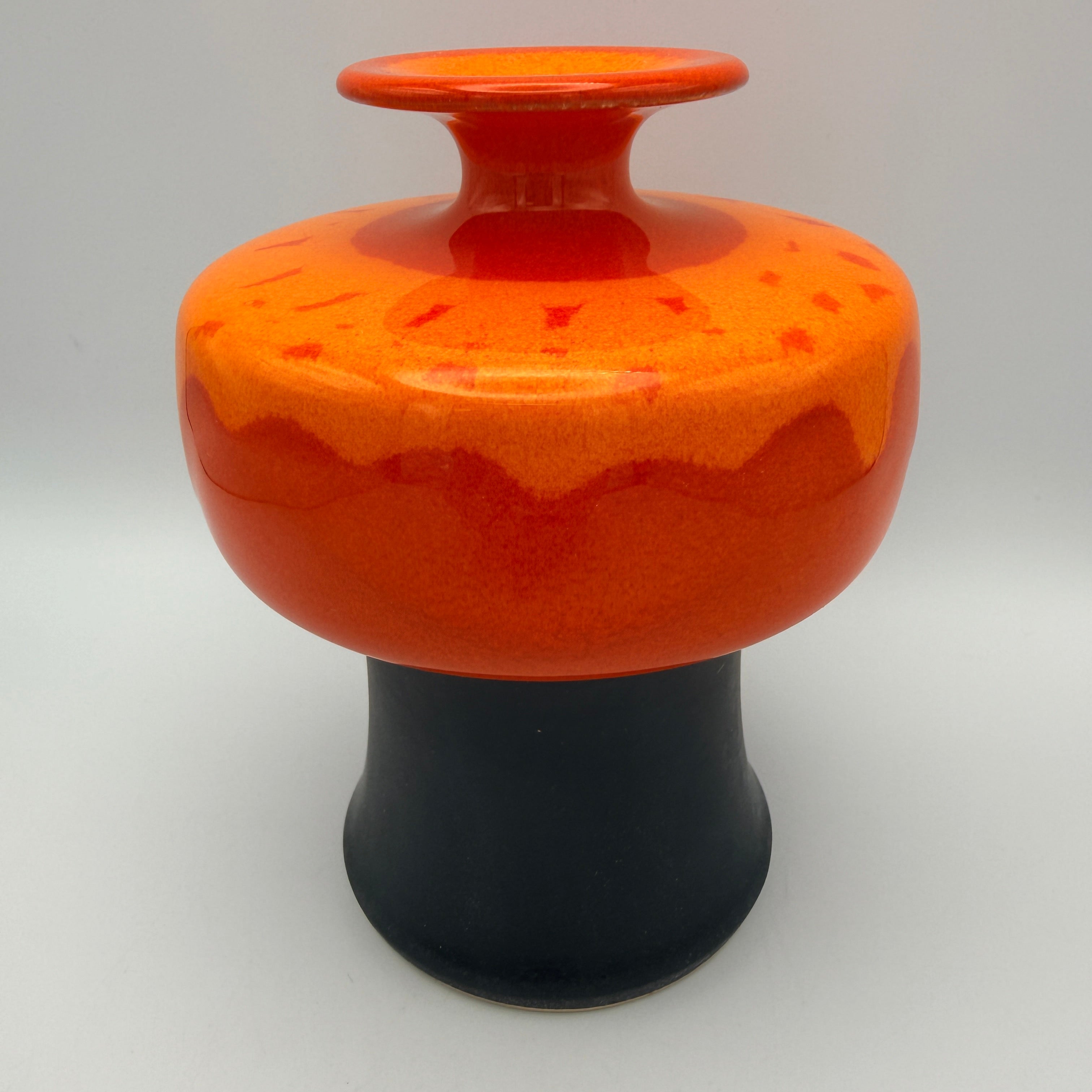 Hutschenreuther Vase Space Age 70er Pop Art I Keramik Orange Schwarz Hutschenreuther