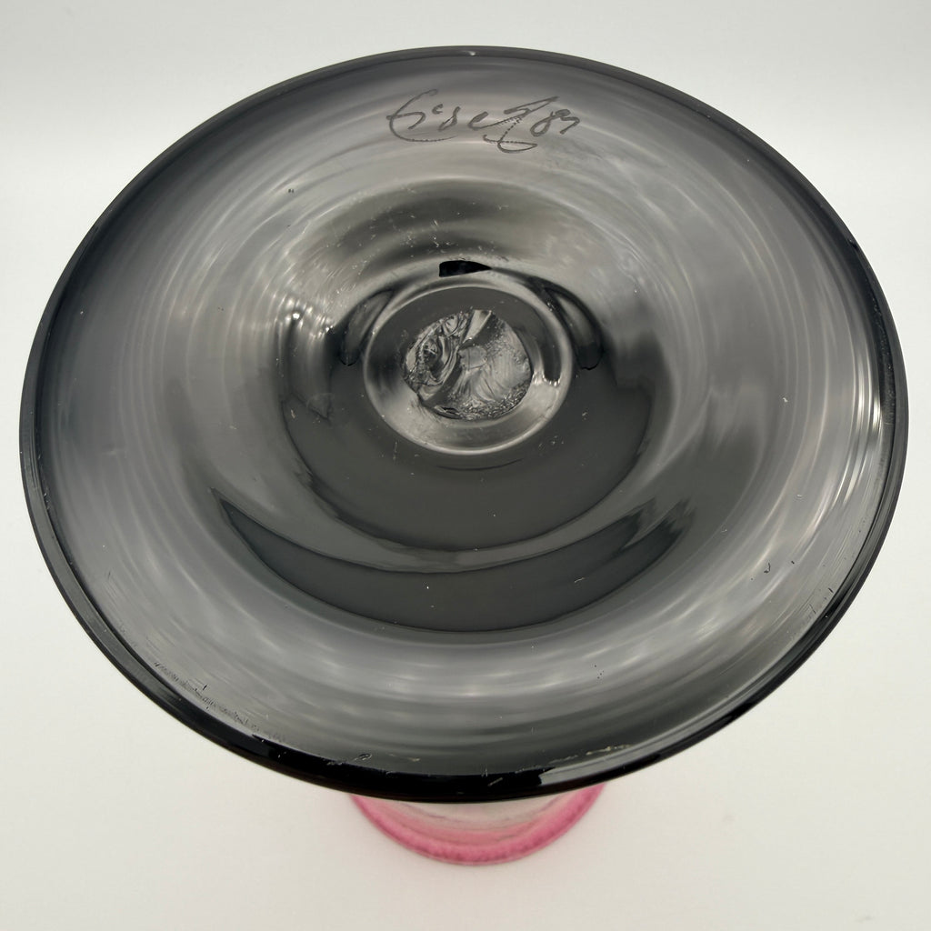 Eisch Studioglas Kelchglas signiert 1981 I Prunkglas Amethyst Federdekor Glashütte Eisch