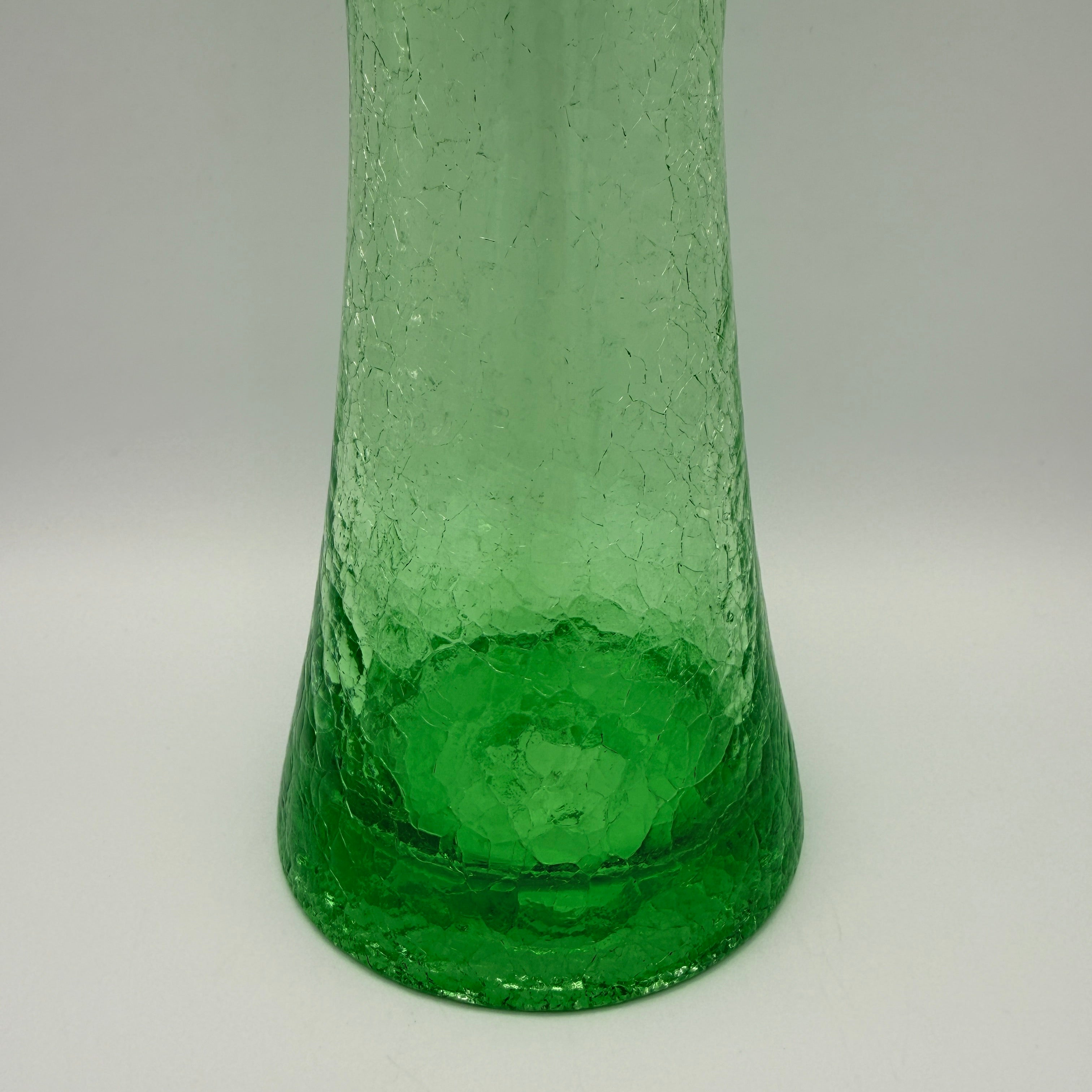 Grüne Craquele Glasvase mit Henkel I 30cm Kunstglas Vintage 60er/70er Showroom Ansbach