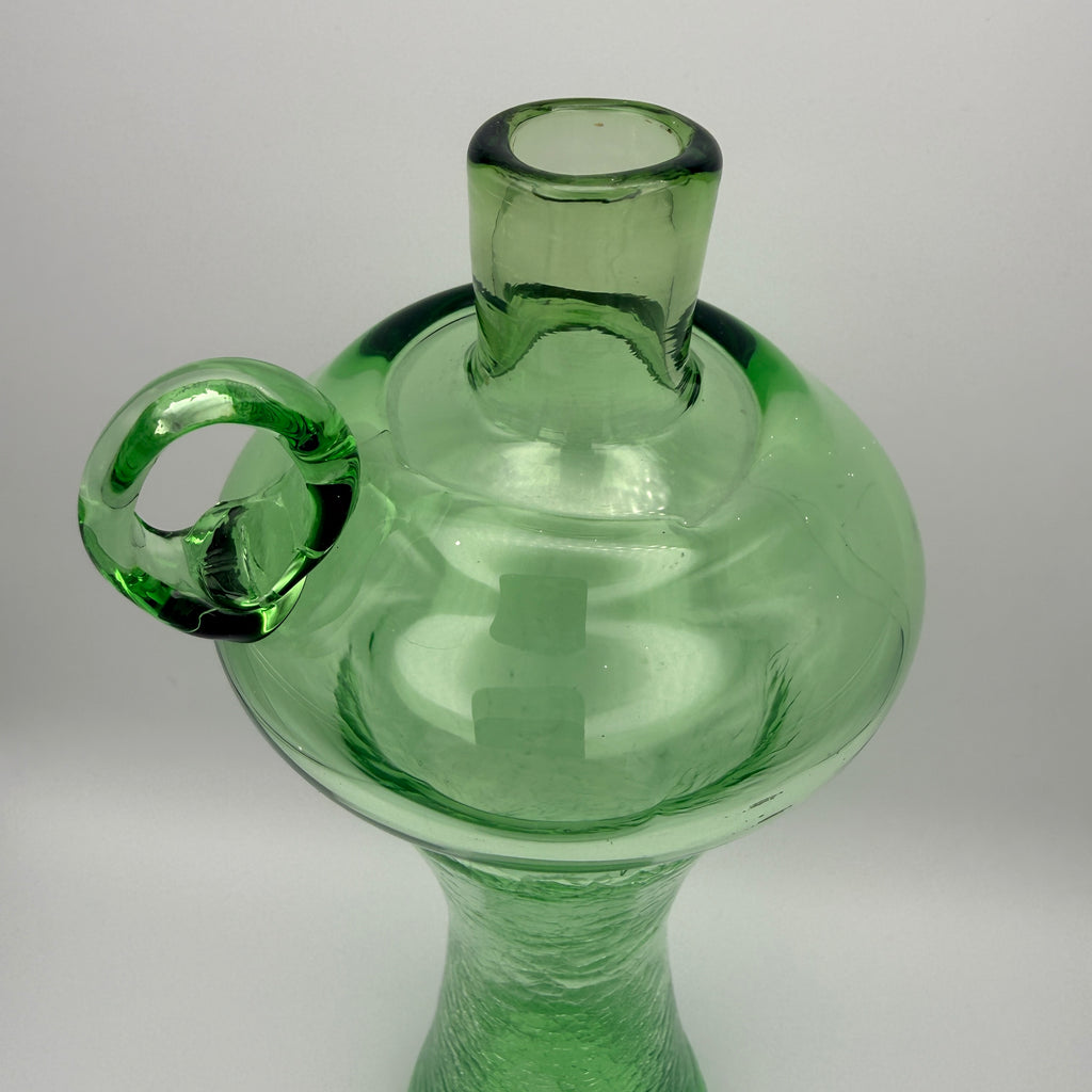Grüne Craquele Glasvase mit Henkel I 30cm Kunstglas Vintage 60er/70er Showroom Ansbach