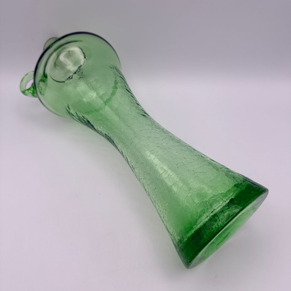 Grüne Craquele Glasvase mit Henkel I 30cm Kunstglas Vintage 60er/70er Showroom Ansbach