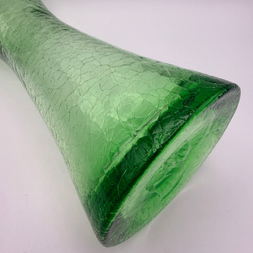 Grüne Craquele Glasvase mit Henkel I 30cm Kunstglas Vintage 60er/70er Showroom Ansbach