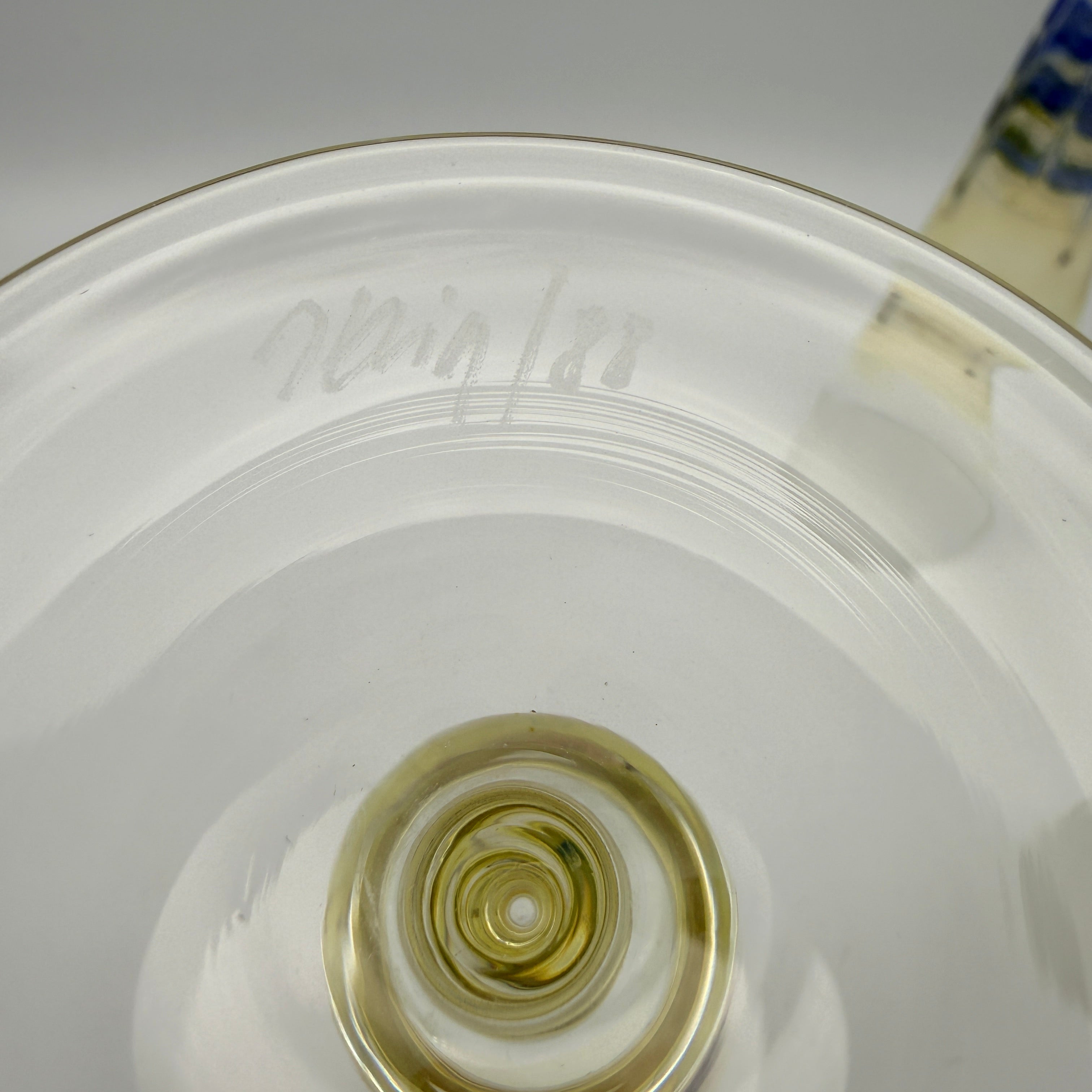 3er Set Handarbeit Sektflöten signiert 1988-1990 I Kunstglas Kelchgläser 268g Showroom Ansbach