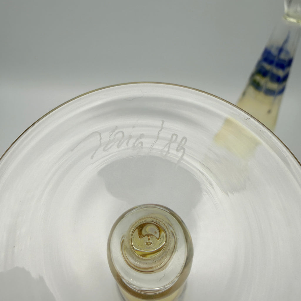 3er Set Handarbeit Sektflöten signiert 1988-1990 I Kunstglas Kelchgläser 268g Showroom Ansbach