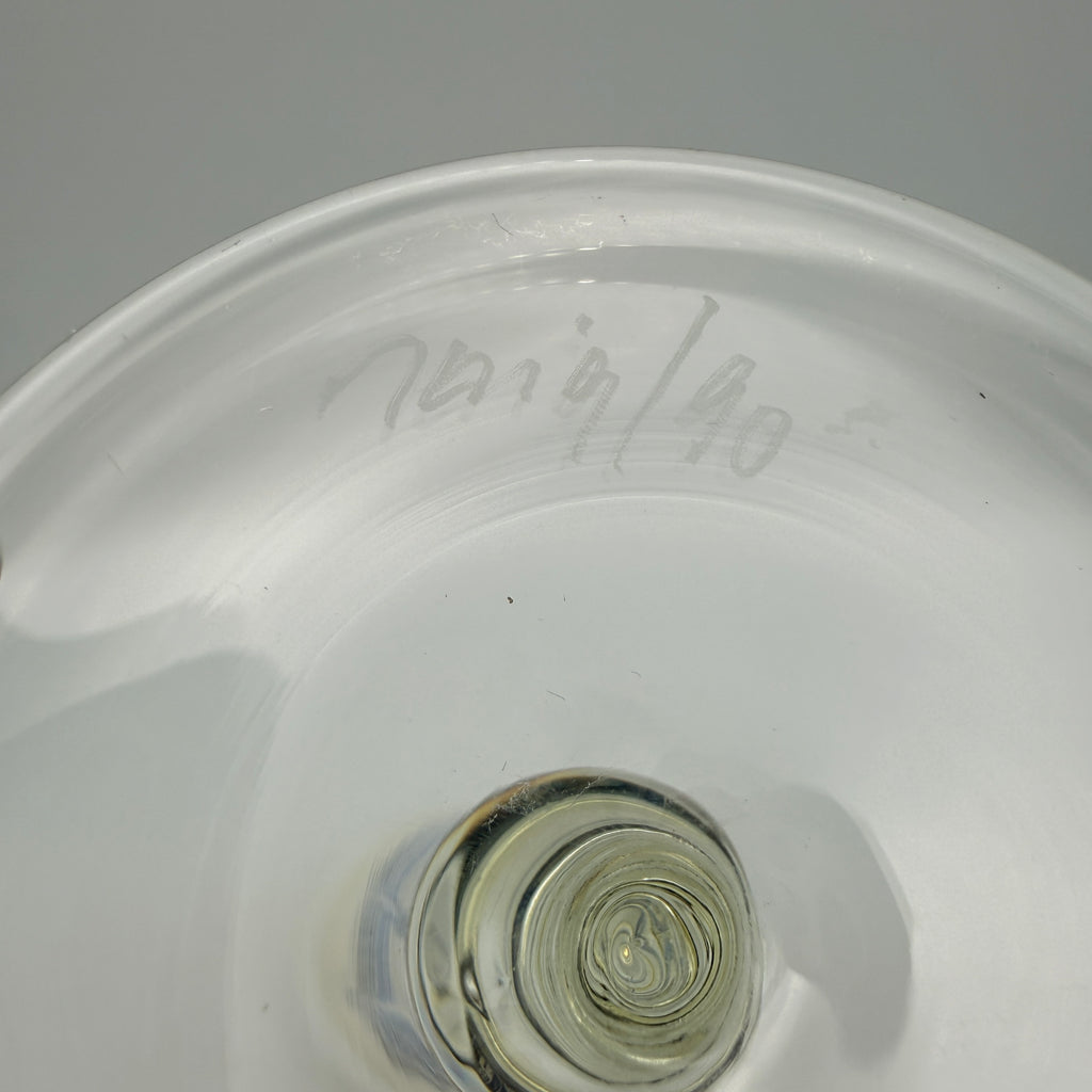 3er Set Handarbeit Sektflöten signiert 1988-1990 I Kunstglas Kelchgläser 268g Showroom Ansbach