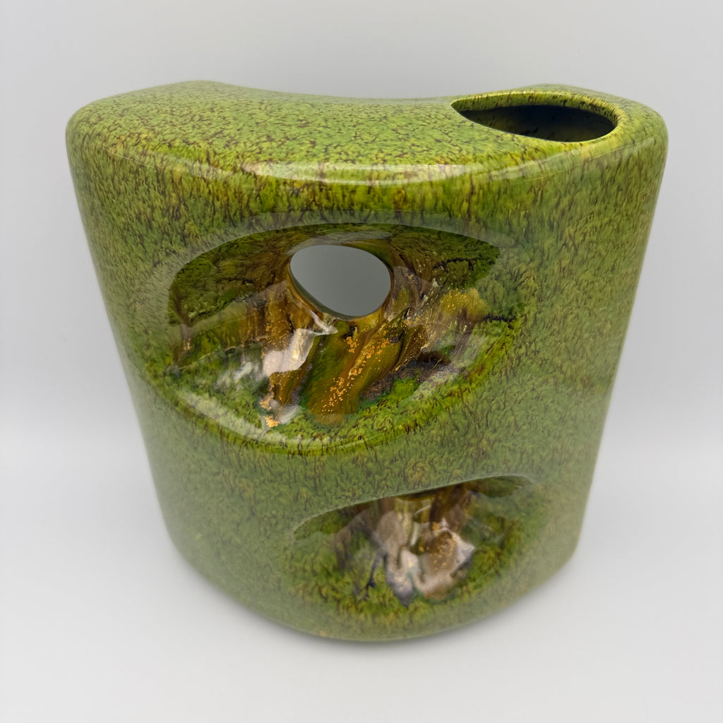 Bertoncello Skulptur Vase 911 Roberto Rigon I Italien 70er Kunstkeramik grün Bertoncello Ceramiche d’Arte