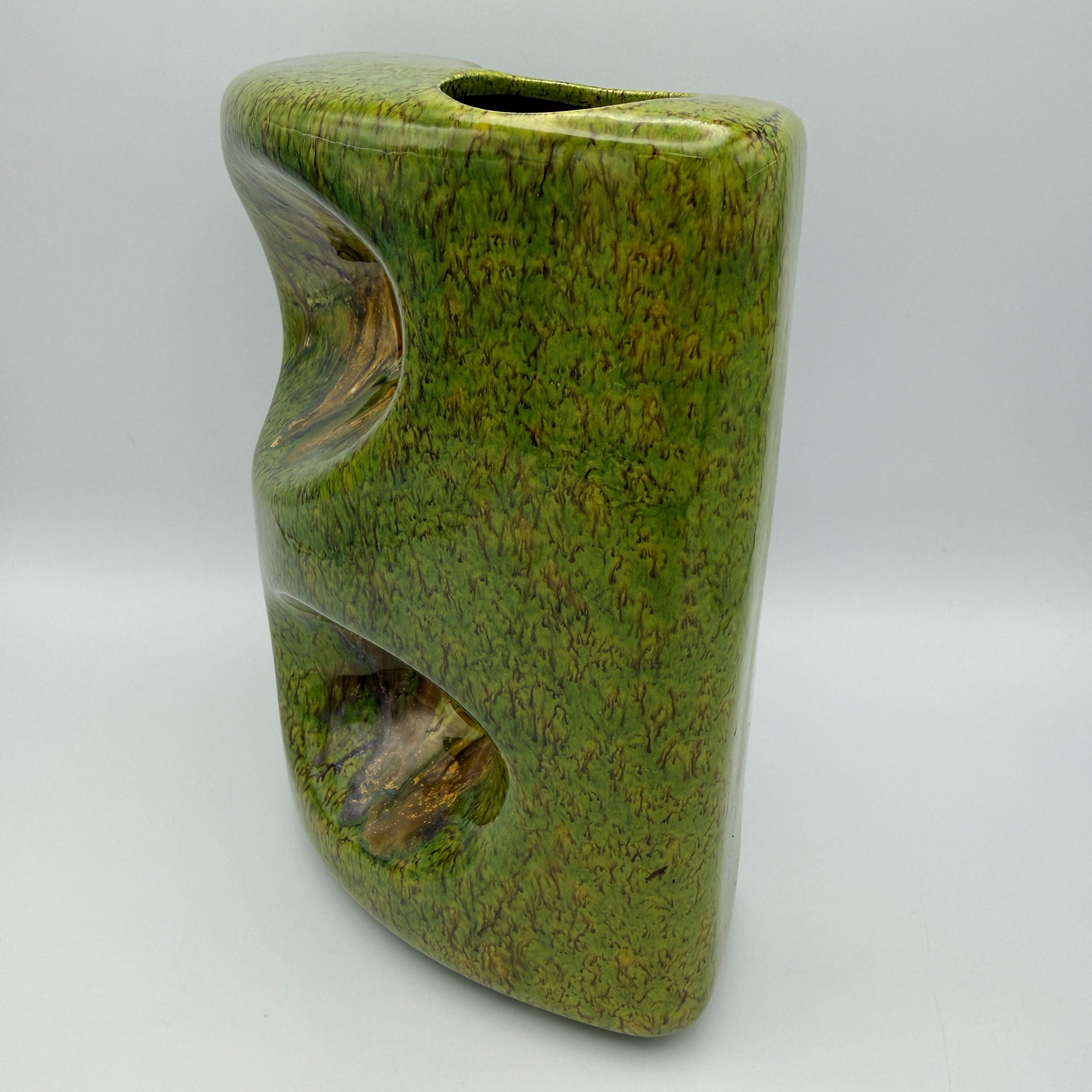 Bertoncello Skulptur Vase 911 Roberto Rigon I Italien 70er Kunstkeramik grün Bertoncello Ceramiche d’Arte