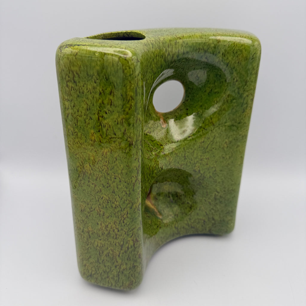 Bertoncello Skulptur Vase 911 Roberto Rigon I Italien 70er Kunstkeramik grün Bertoncello Ceramiche d’Arte