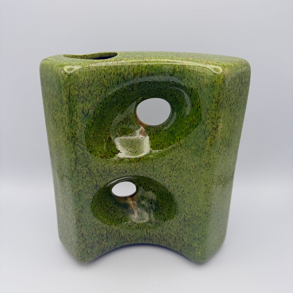 Bertoncello Skulptur Vase 911 Roberto Rigon I Italien 70er Kunstkeramik grün Bertoncello Ceramiche d’Arte
