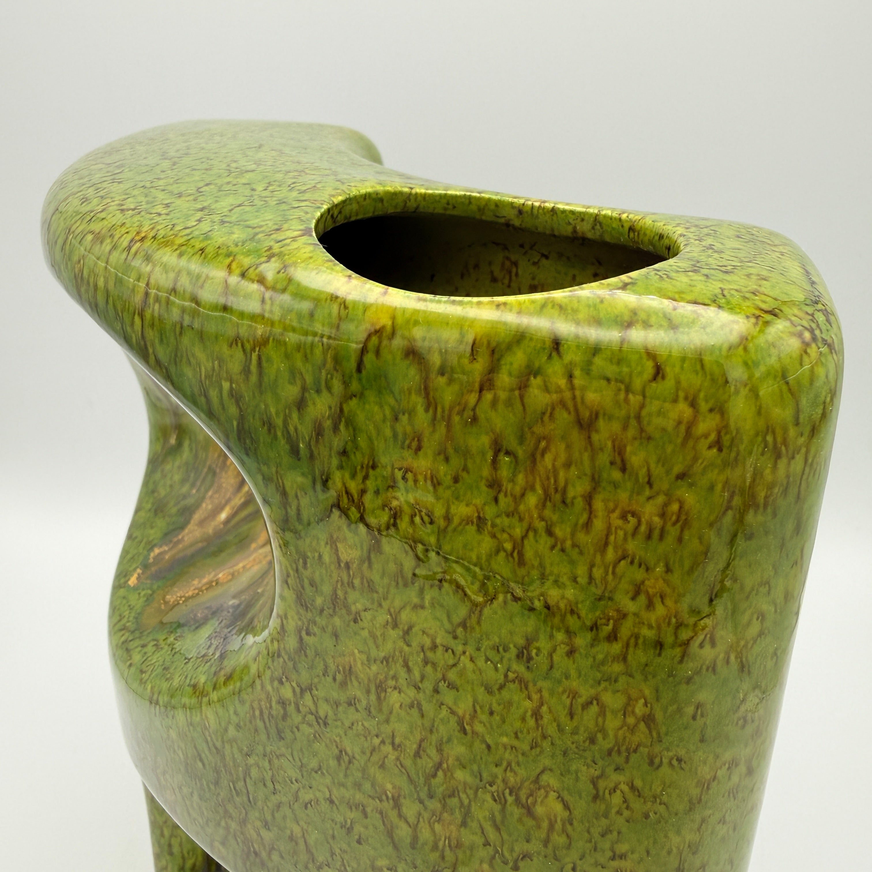 Bertoncello Skulptur Vase 911 Roberto Rigon I Italien 70er Kunstkeramik grün Bertoncello Ceramiche d’Arte