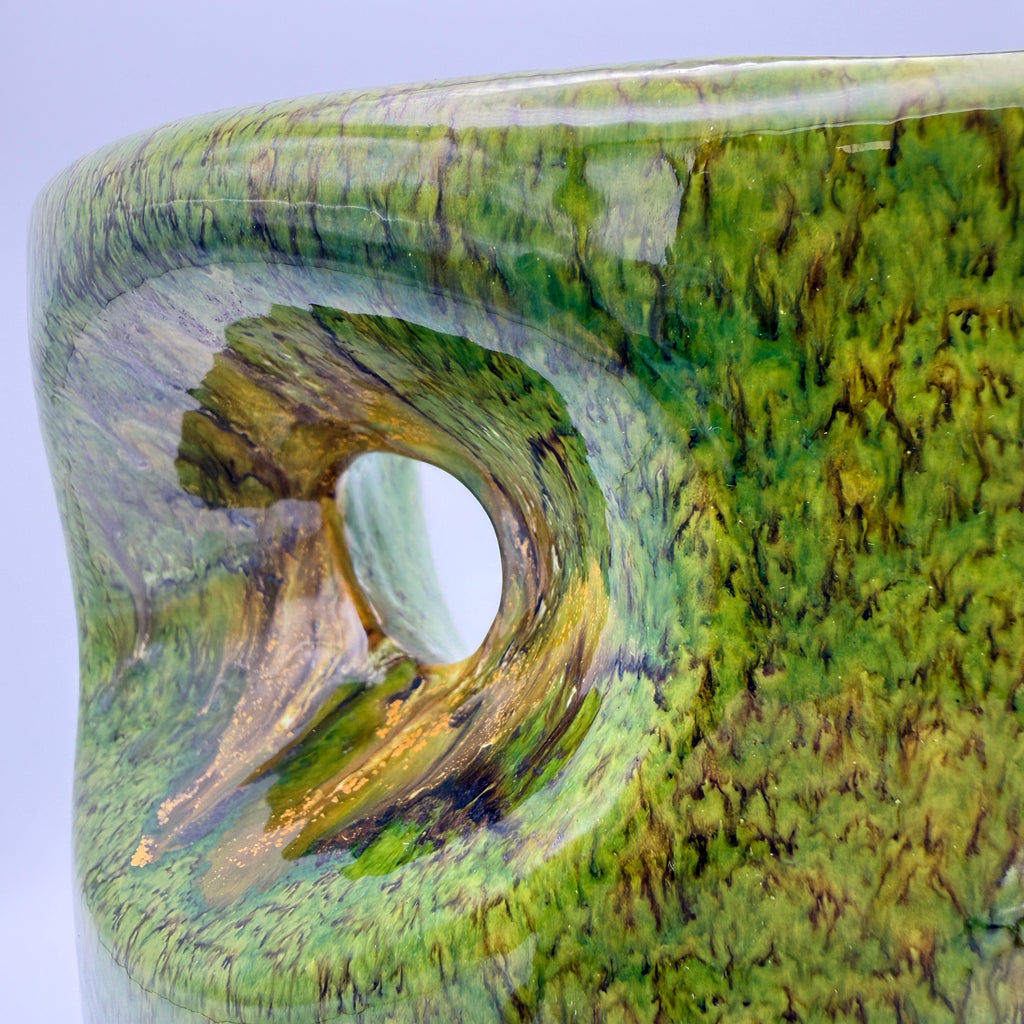 Bertoncello Skulptur Vase 911 Roberto Rigon I Italien 70er Kunstkeramik grün Bertoncello Ceramiche d’Arte